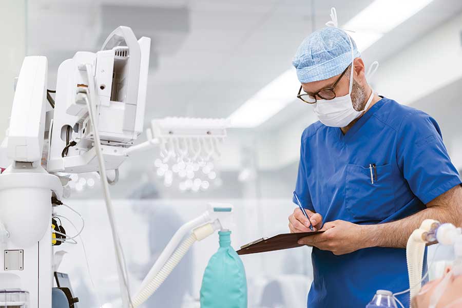 healthcare worker with clipboard